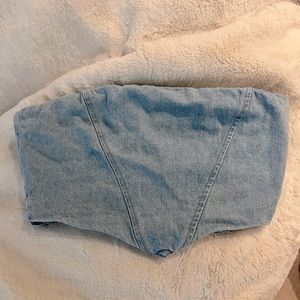 Denim Cropped Corset Top w/ Ties